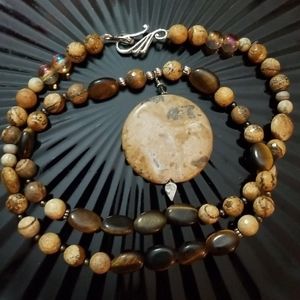 Jasper Sandstone 1 Swarovski crystal spacer T.E. Native American Necklace